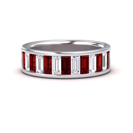 Garnet & Diamond Channel-Set Eternity Band - Kyra
