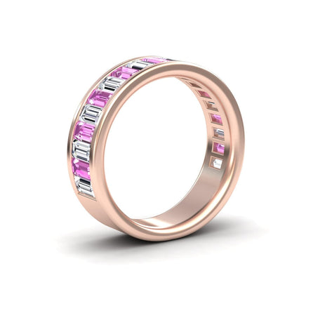 Pink Sapphire & Diamond Channel-Set Eternity Band - Kyra