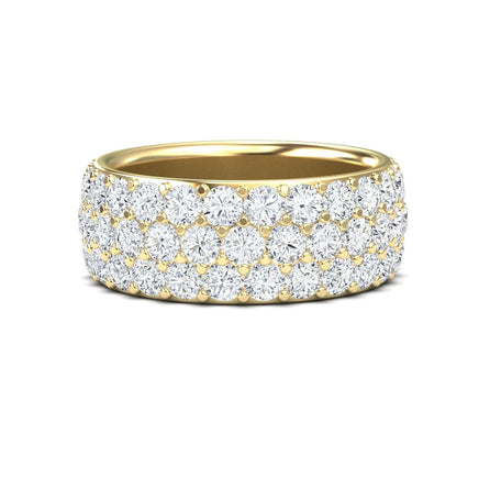 White Diamond Three Row Pave Set Wedding Band - Leila