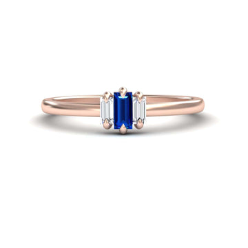 Blue Sapphire & Diamond Three Stone Ring - Marina