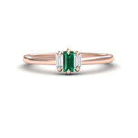 Emerald & Diamond Three Stone Ring - Marina