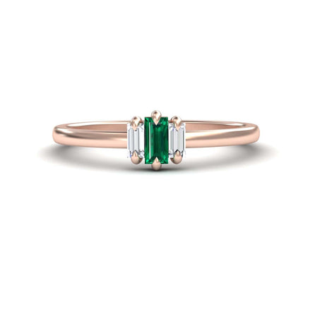 Emerald & Diamond Three Stone Ring - Marina