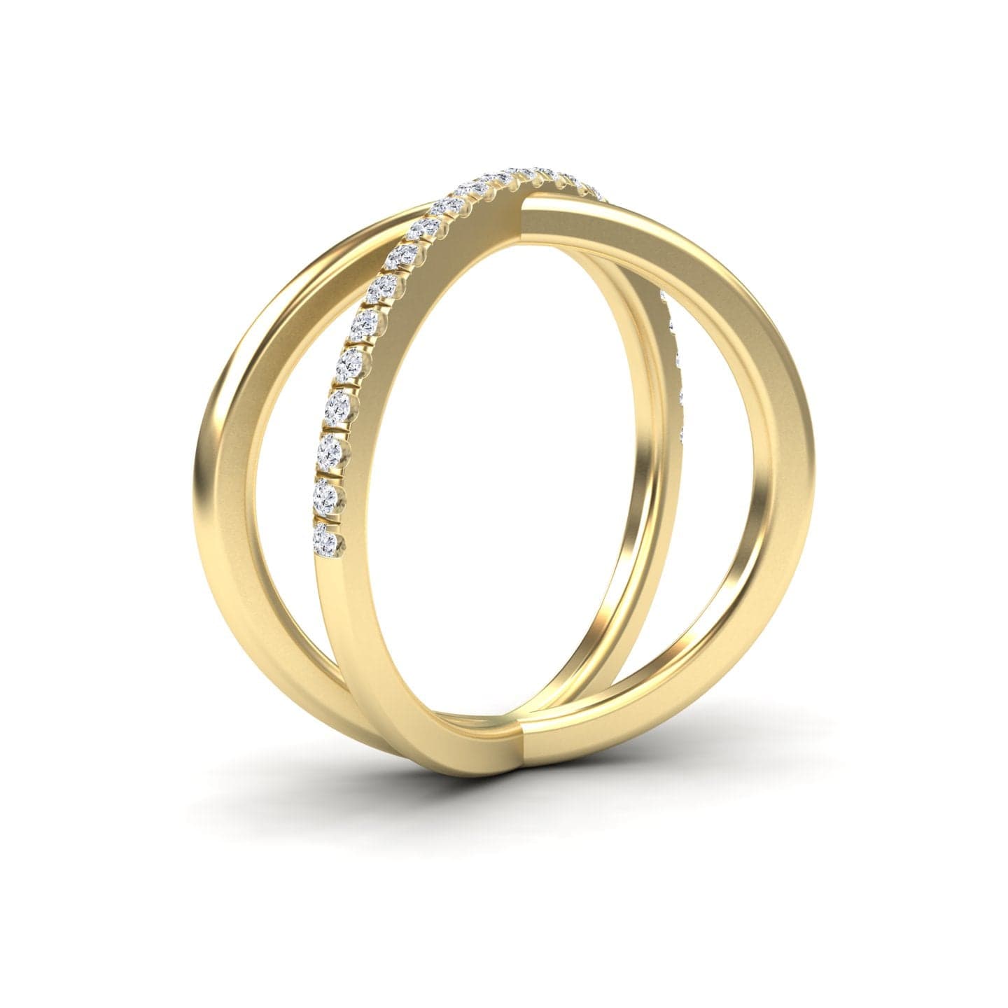 White Diamond Criss-Cross Pave Band Ring - Trisha