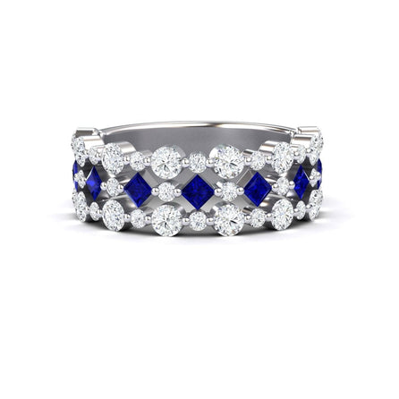 Blue Sapphire & Diamond Lace Band Ring - Victoria
