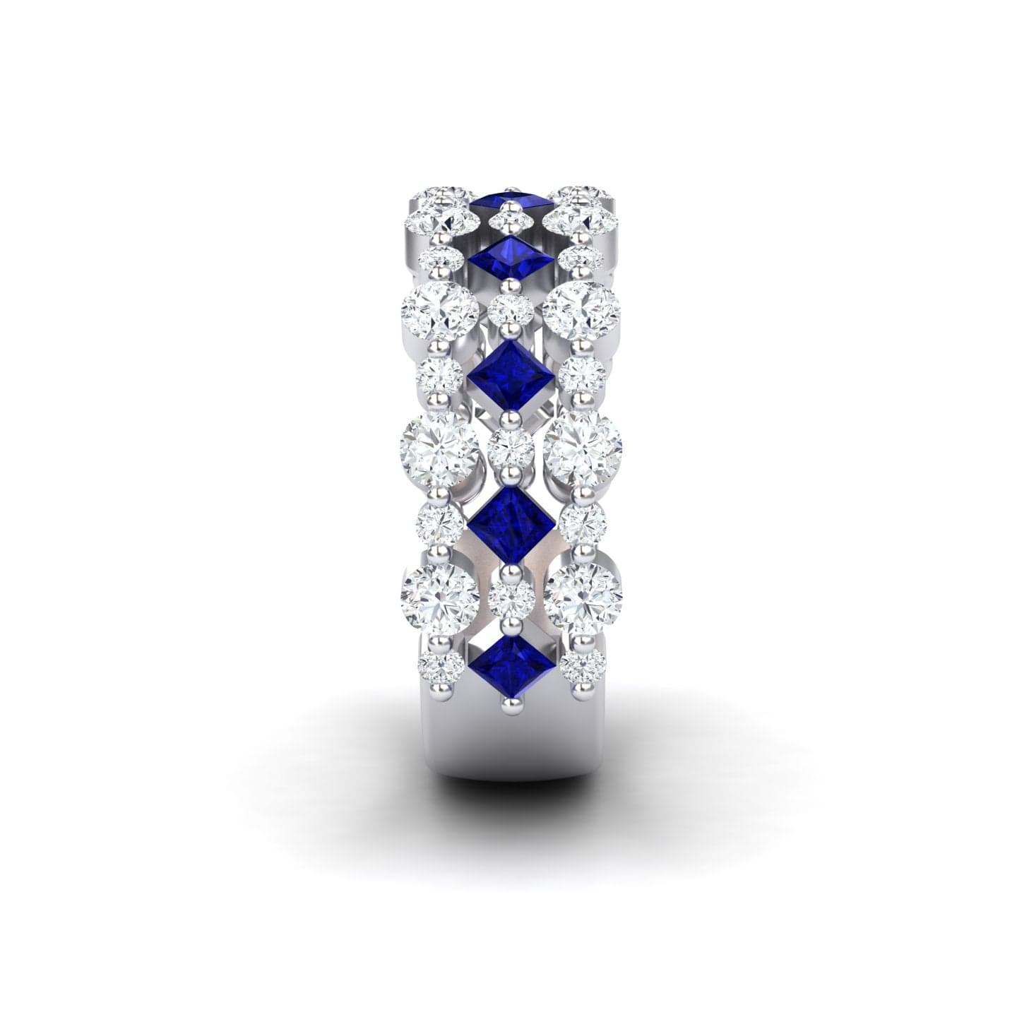 Blue Sapphire & Diamond Lace Band Ring - Victoria