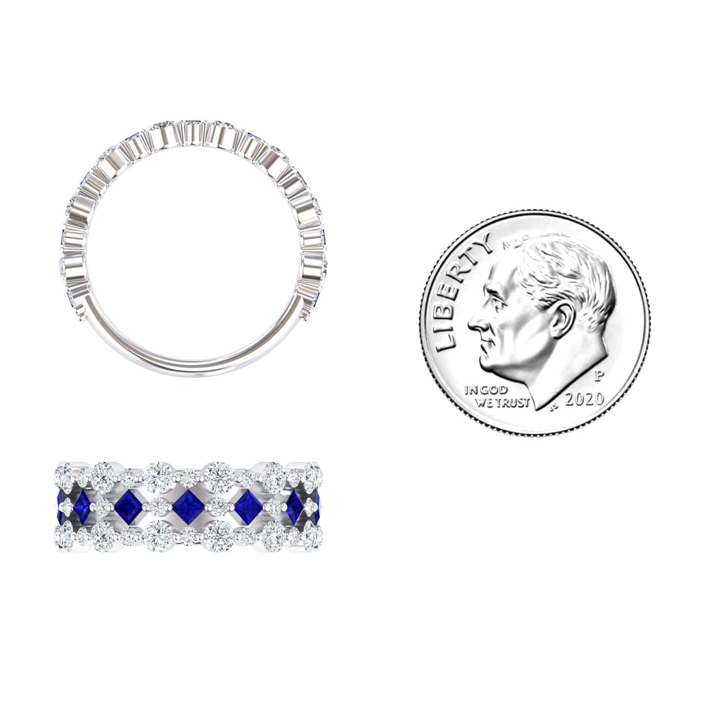 Blue Sapphire & Diamond Lace Band Ring - Victoria