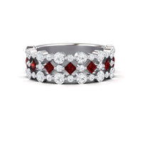 Ruby & Diamond Lace Band Ring - Victoria