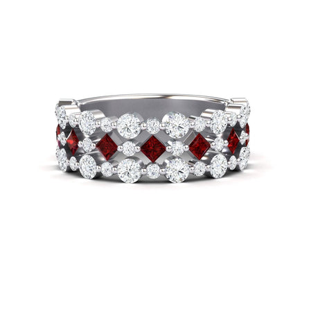 Ruby & Diamond Lace Band Ring - Victoria