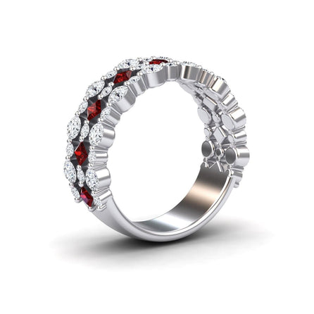 Ruby & Diamond Lace Band Ring - Victoria