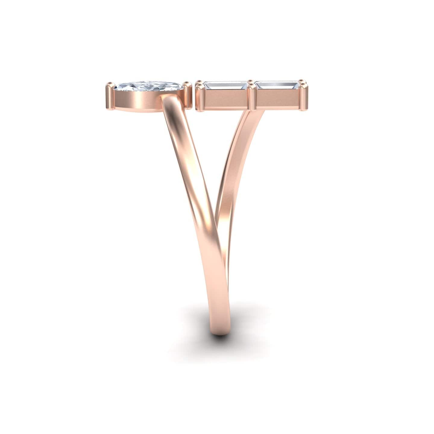 White Diamond Open Bypass Ring - Yvette