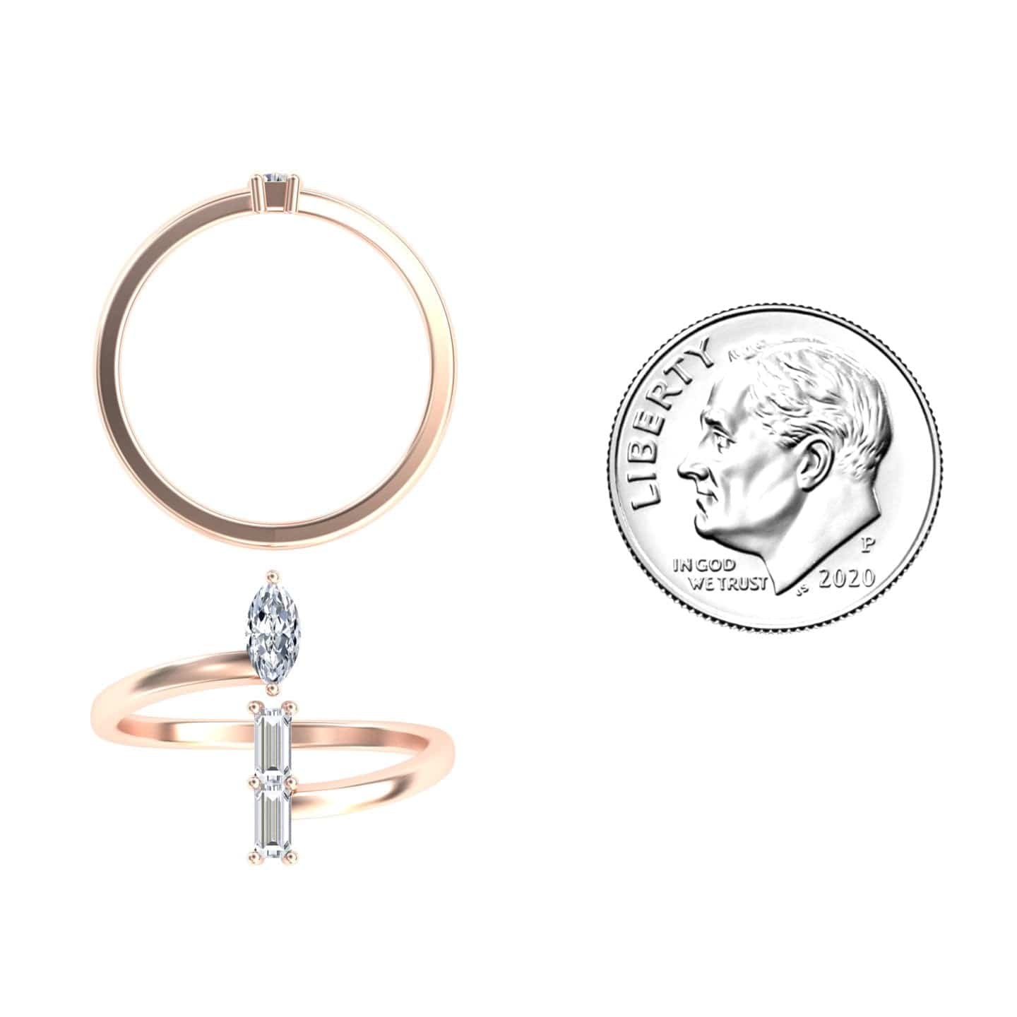 White Diamond Open Bypass Ring - Yvette