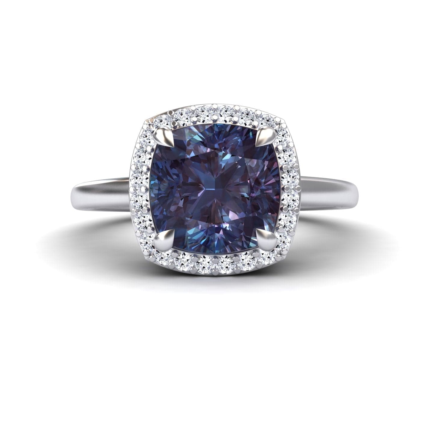 Lab Grown Alexandrite & Diamond Halo Ring - Ziva