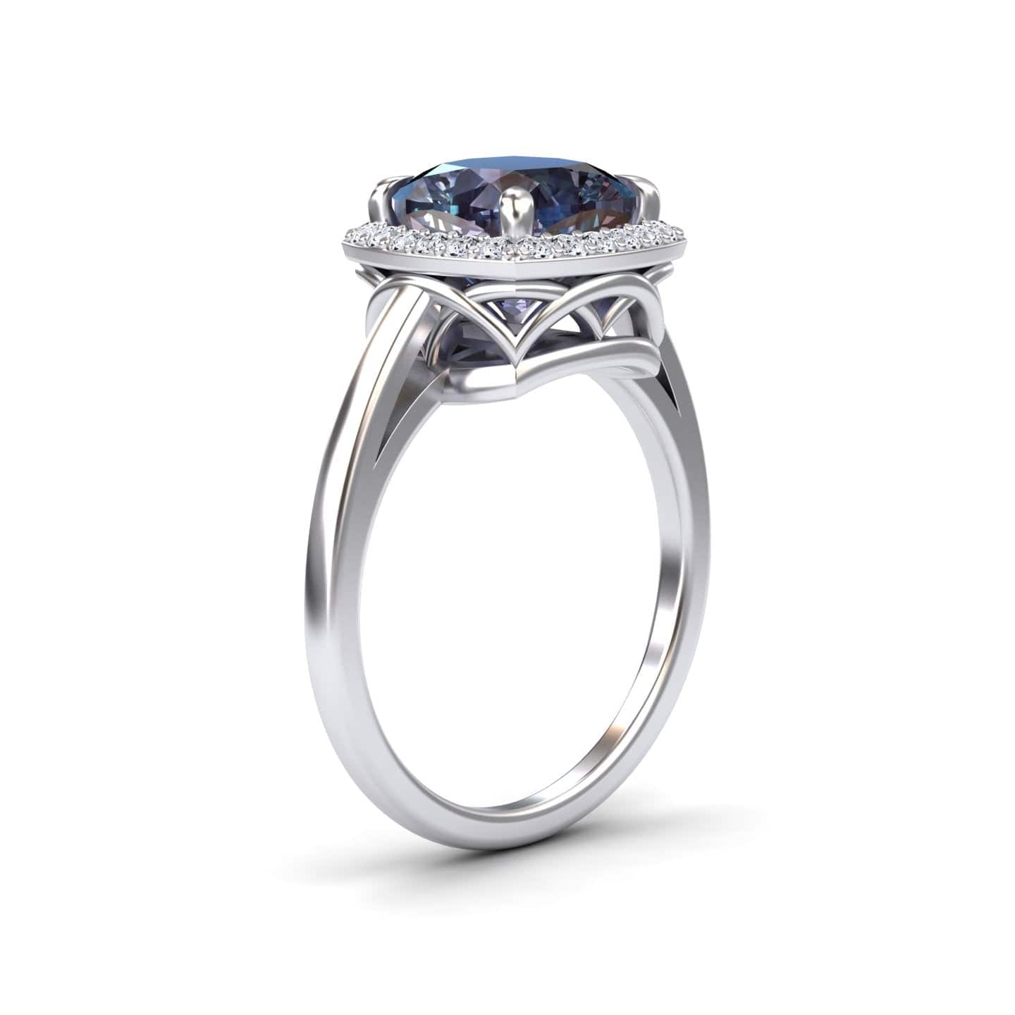 Lab Grown Alexandrite & Diamond Halo Ring - Ziva
