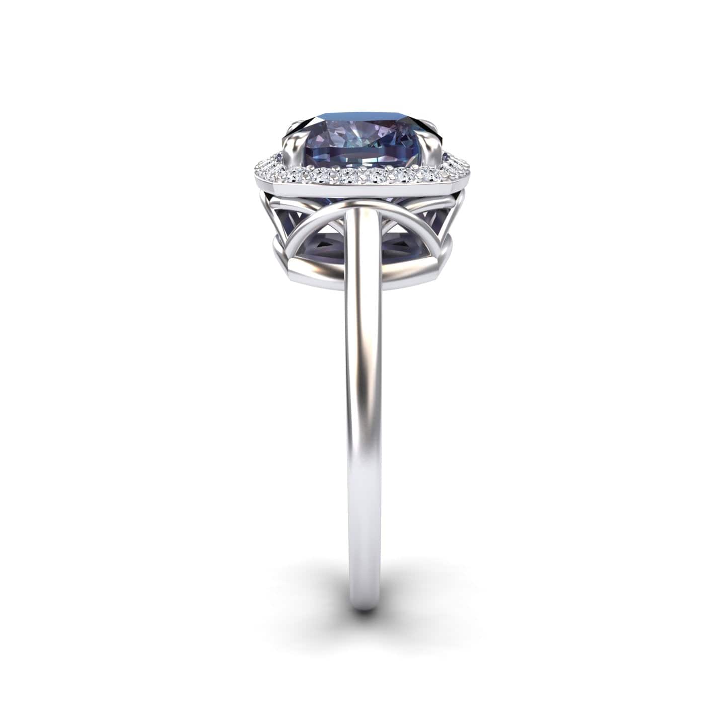 Lab Grown Alexandrite & Diamond Halo Ring - Ziva