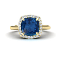 London Blue Topaz & Diamond Halo Ring - Ziva