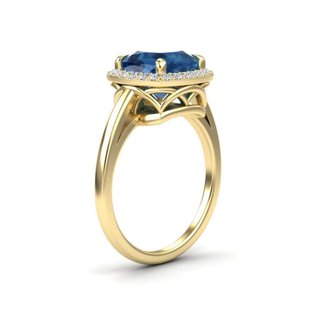 London Blue Topaz & Diamond Halo Ring - Ziva