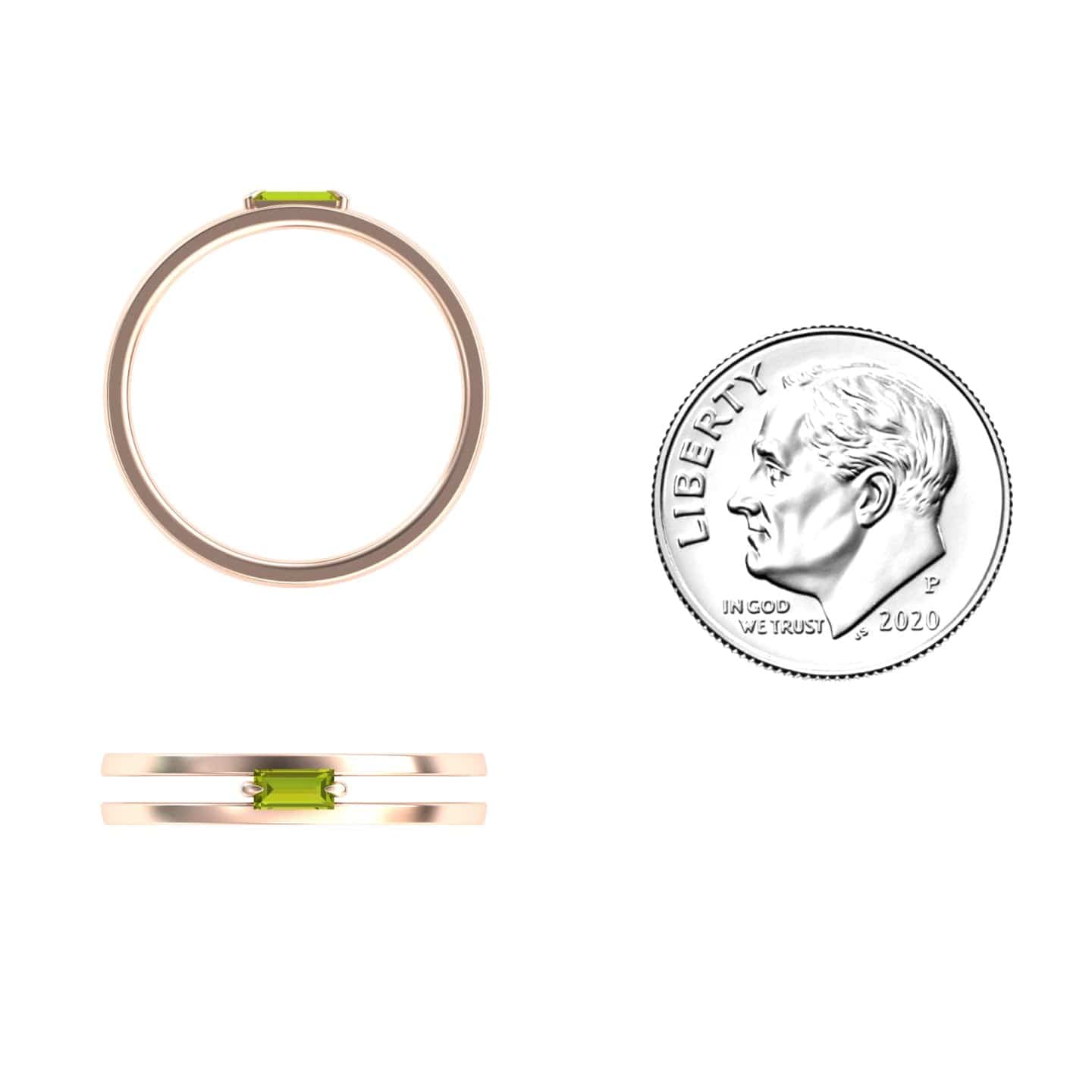 Peridot Minimalist Double Band Ring - Alia