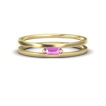 Pink Sapphire Minimalist Double Band Ring - Alia