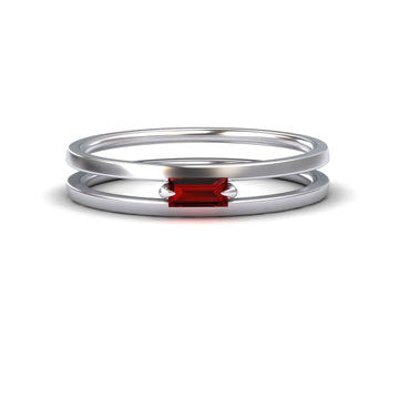 Ruby Minimalist Double Band Ring - Alia
