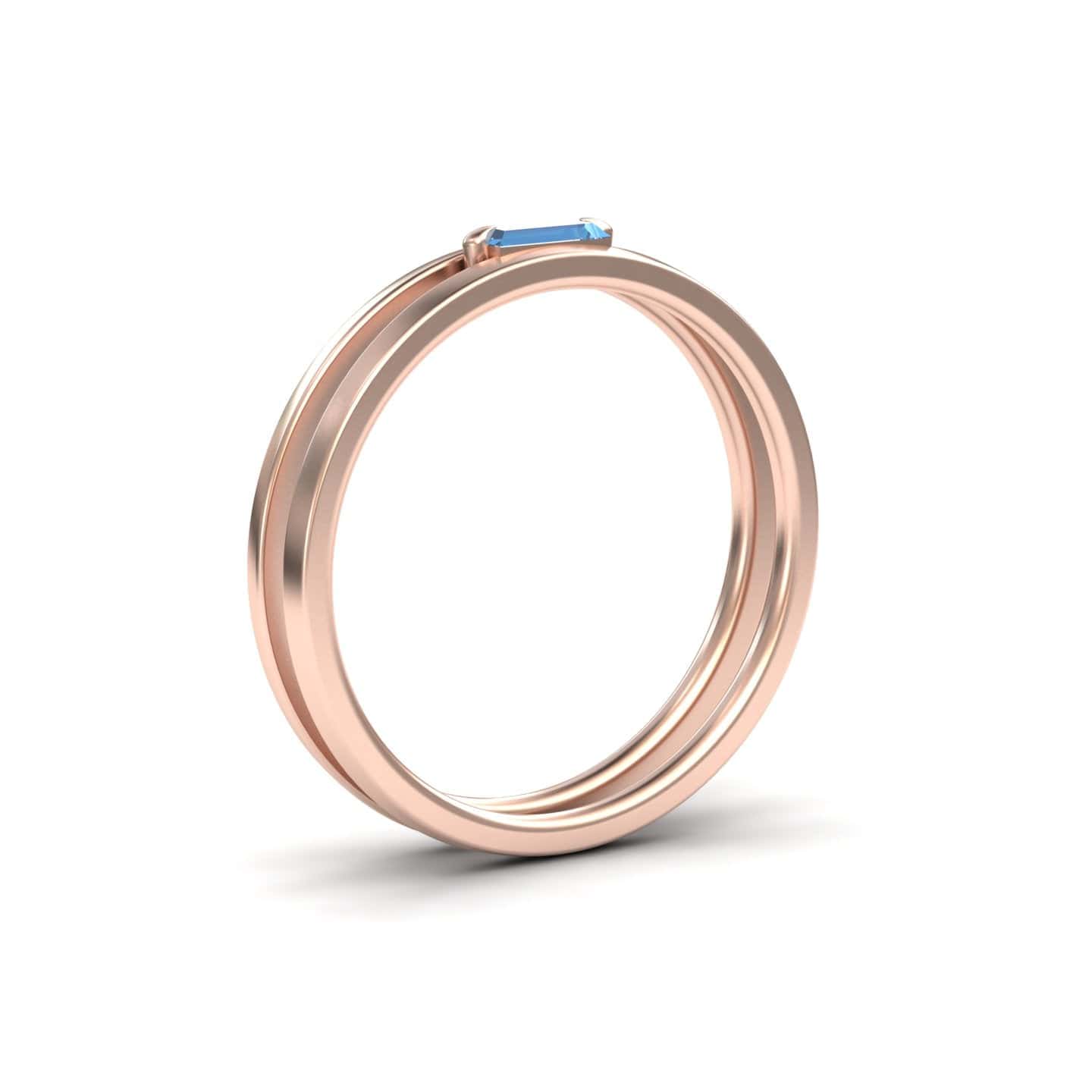 Swiss Blue Topaz Minimalist Double Band Ring - Alia
