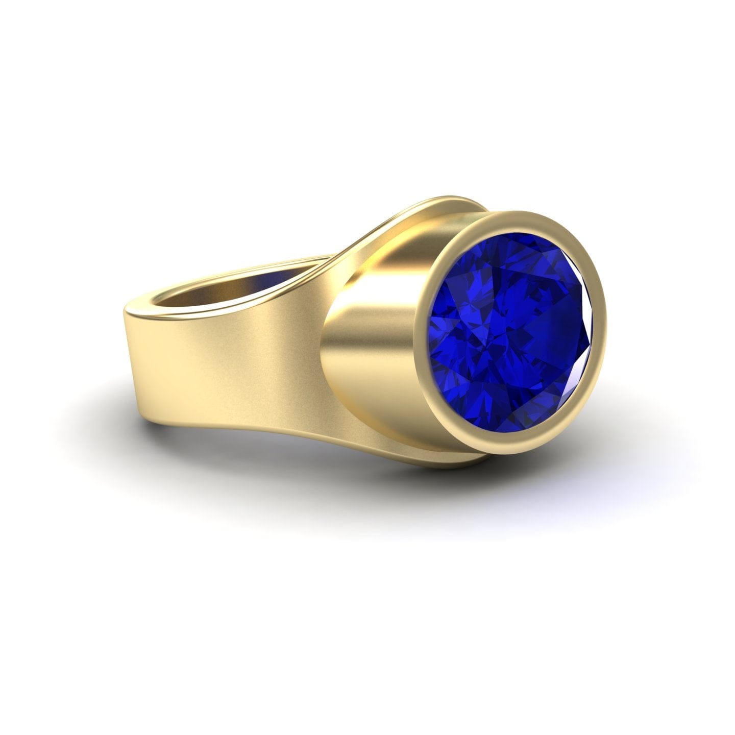 Lab Grown Blue Sapphire Bezel Set Solitaire Ring - Ada