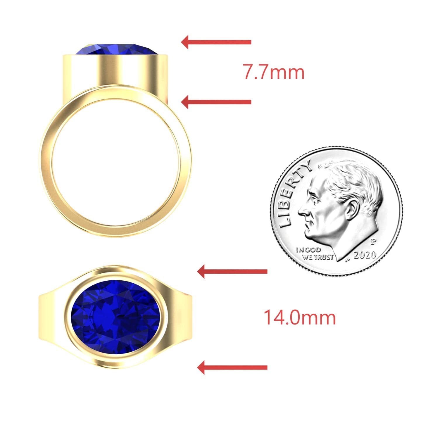 Lab Grown Blue Sapphire Bezel Set Solitaire Ring - Ada