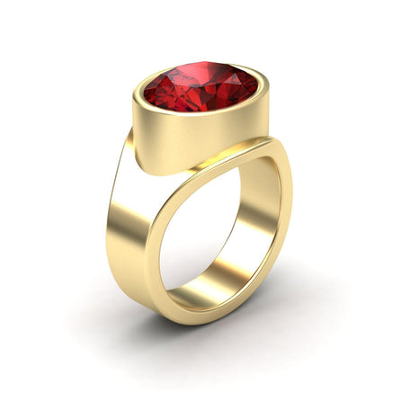 Lab Grown Ruby Bezel Set Solitaire Ring - Ada