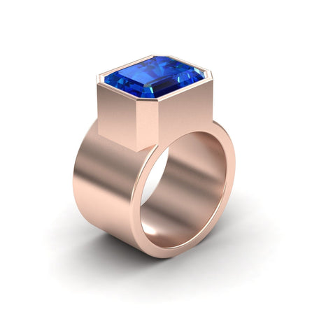 Lab Grown Blue Sapphire Statement Ring - Aparna