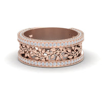 White Diamond Vine Motif Eternity Band - Casey