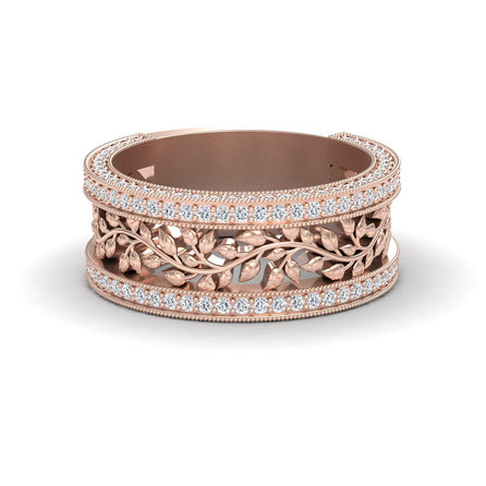 White Diamond Vine Motif Eternity Band - Casey