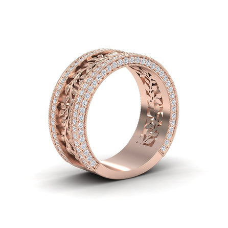 White Diamond Vine Motif Eternity Band - Casey