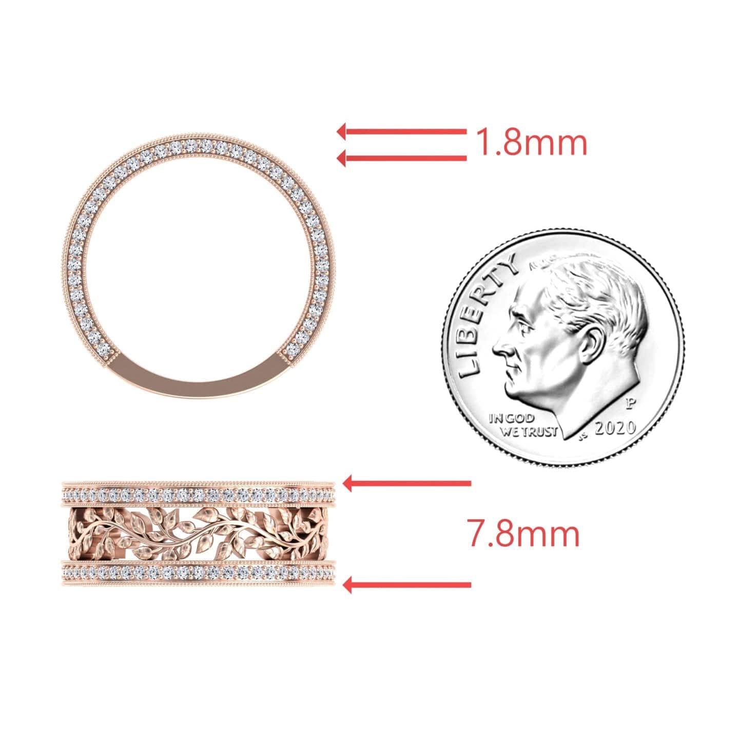 White Diamond Vine Motif Eternity Band - Casey