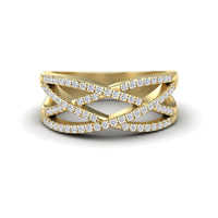 White Diamond Criss-Cross Pave Band Ring - Eden