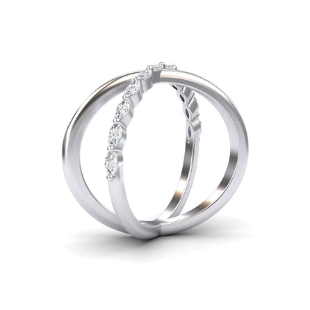 White Diamond Crossover Ring - Gracie