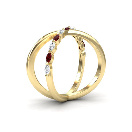 Ruby & Diamond Crossover Ring - Gracie