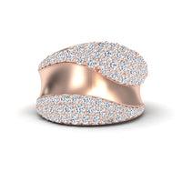White Diamond Sculpted Wave Pave Statement Ring - Kiana