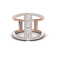 White Diamond Double Band Open Cuff Ring - Luci