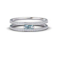 Aquamarine & Diamond Double Band - Bianca