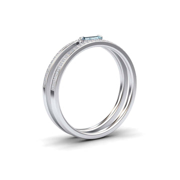 Aquamarine & Diamond Double Band - Bianca