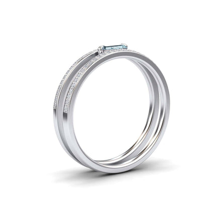 Aquamarine & Diamond Double Band - Bianca