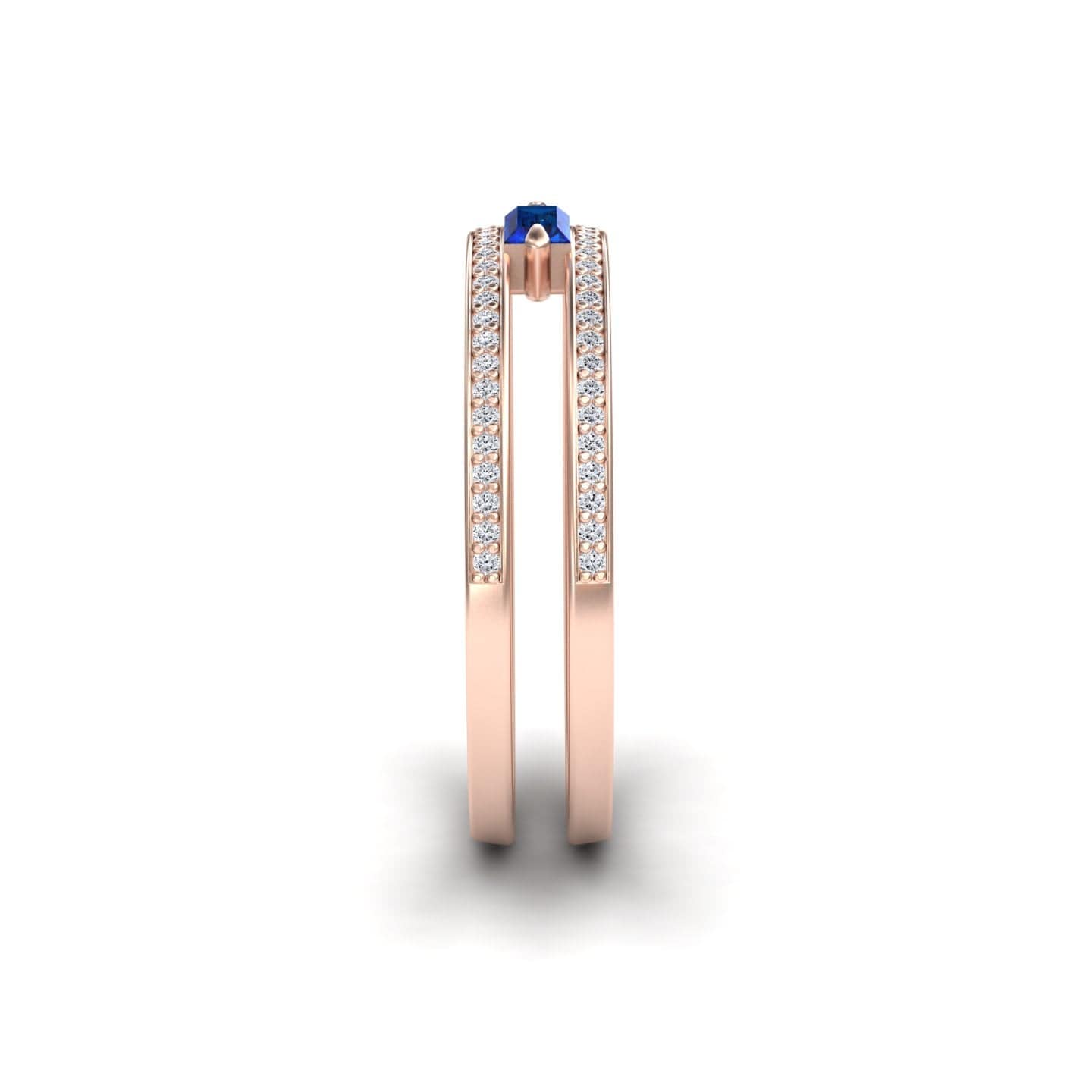 Blue Sapphire & Diamond Double Band - Bianca