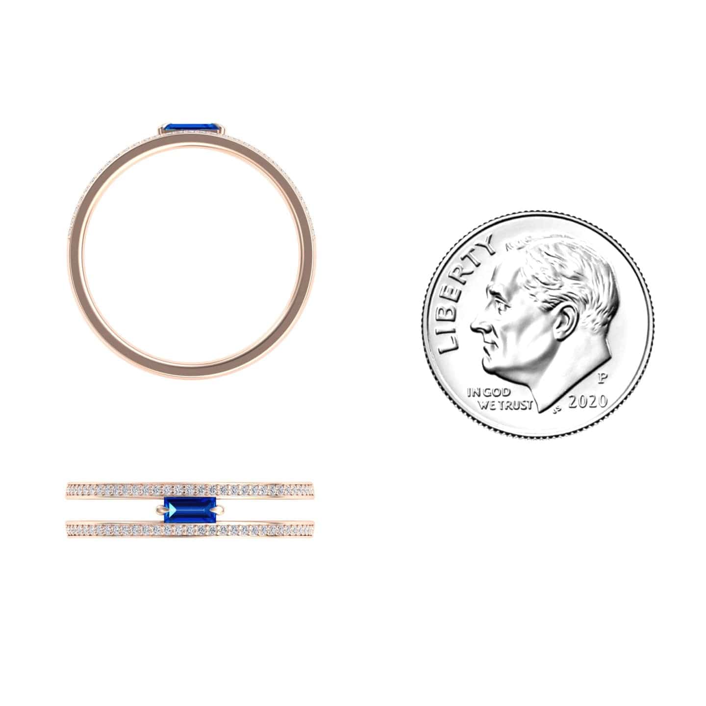 Blue Sapphire & Diamond Double Band - Bianca