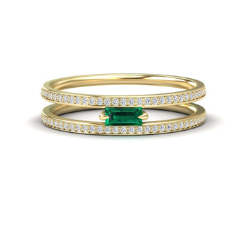 Emerald & Diamond Double Band - Bianca
