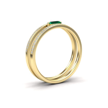 Emerald & Diamond Double Band - Bianca