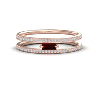 Garnet & Diamond Double Band - Bianca