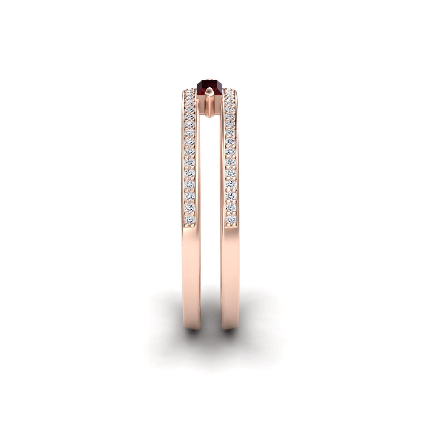 Garnet & Diamond Double Band - Bianca