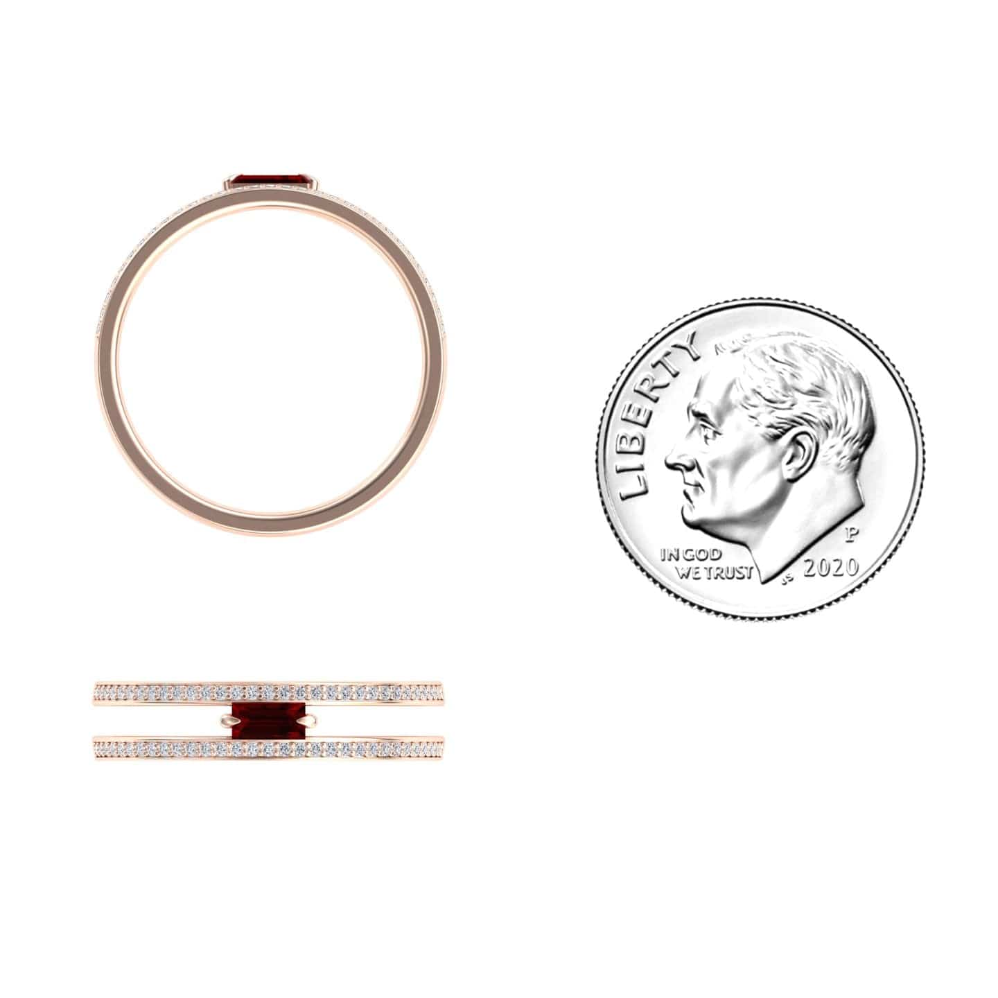 Garnet & Diamond Double Band - Bianca