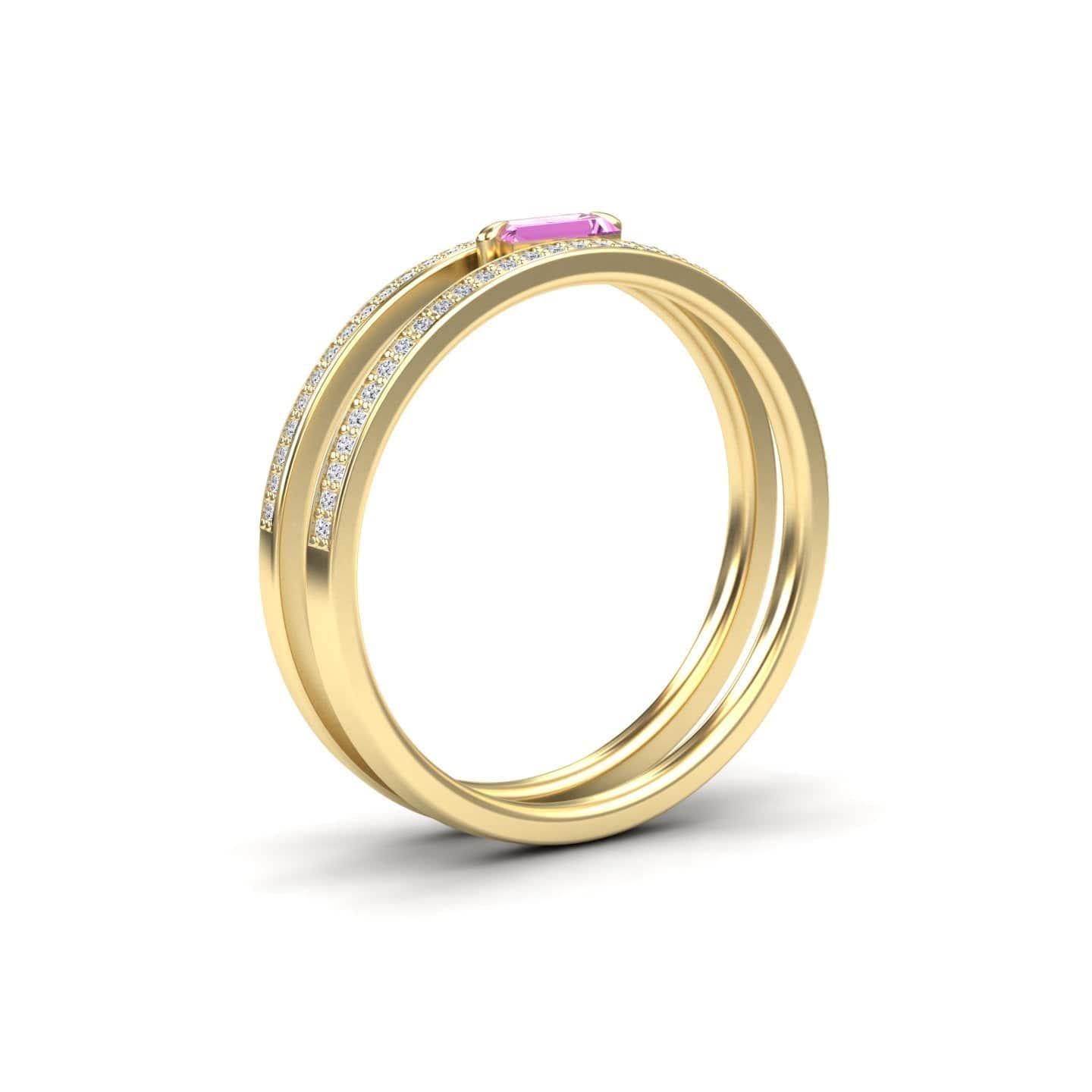 Pink Sapphire & Diamond Double Band - Bianca