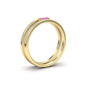 Pink Sapphire & Diamond Double Band - Bianca