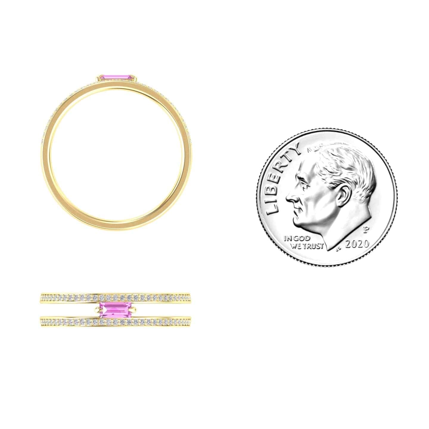 Pink Sapphire & Diamond Double Band - Bianca